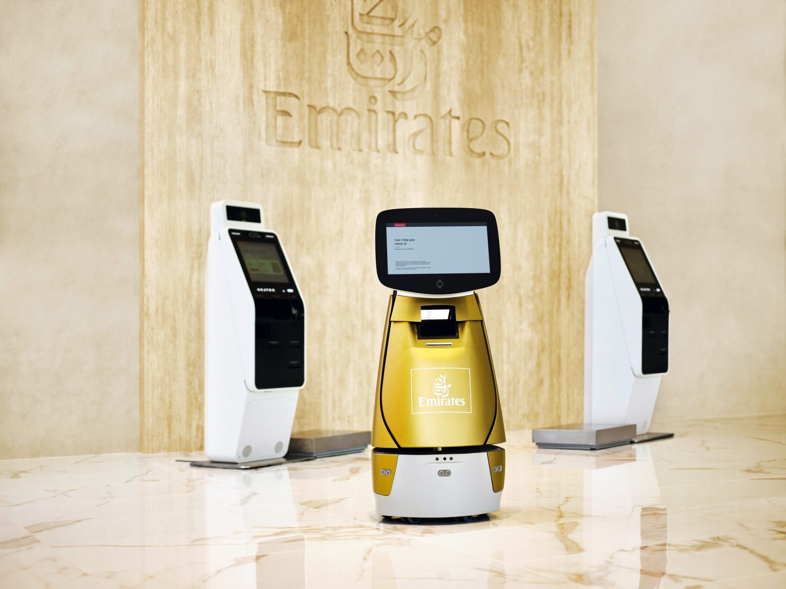 Blick auf einen Roboter von Emirates